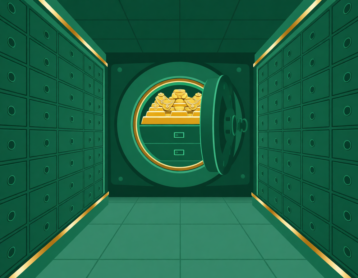 Gold jewellery neatly stored in a secure vault