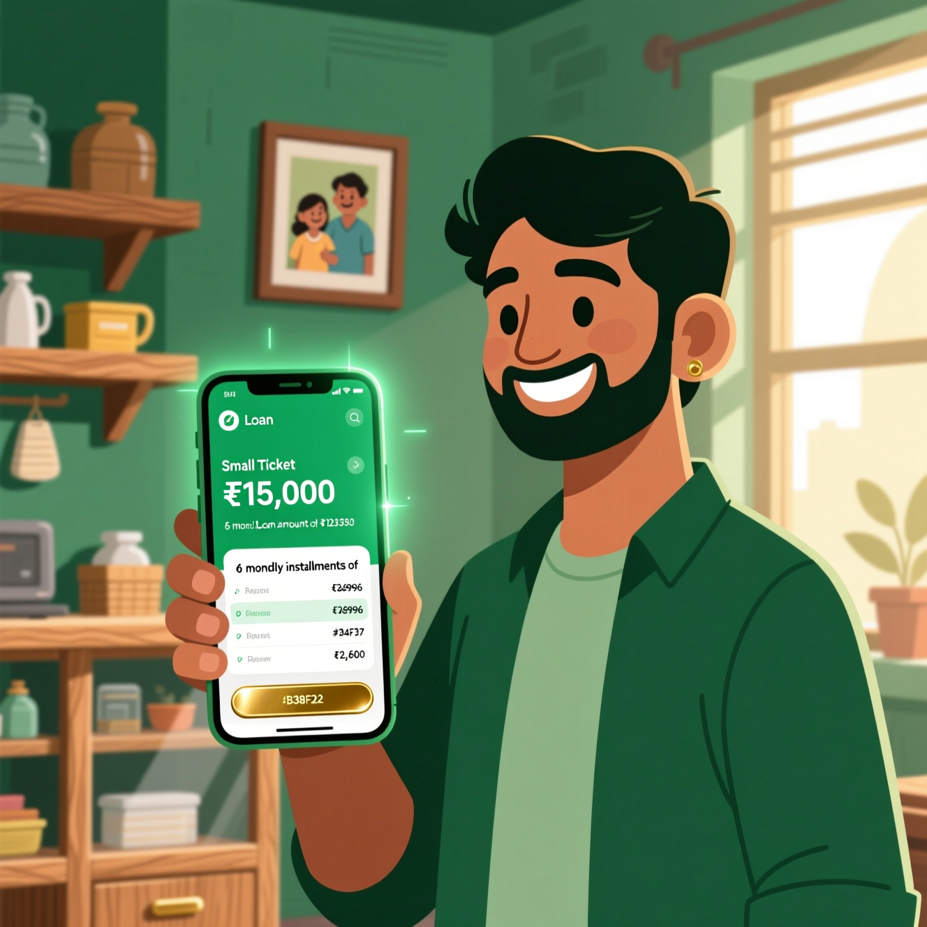 Customer using a mobile app to access micro loans